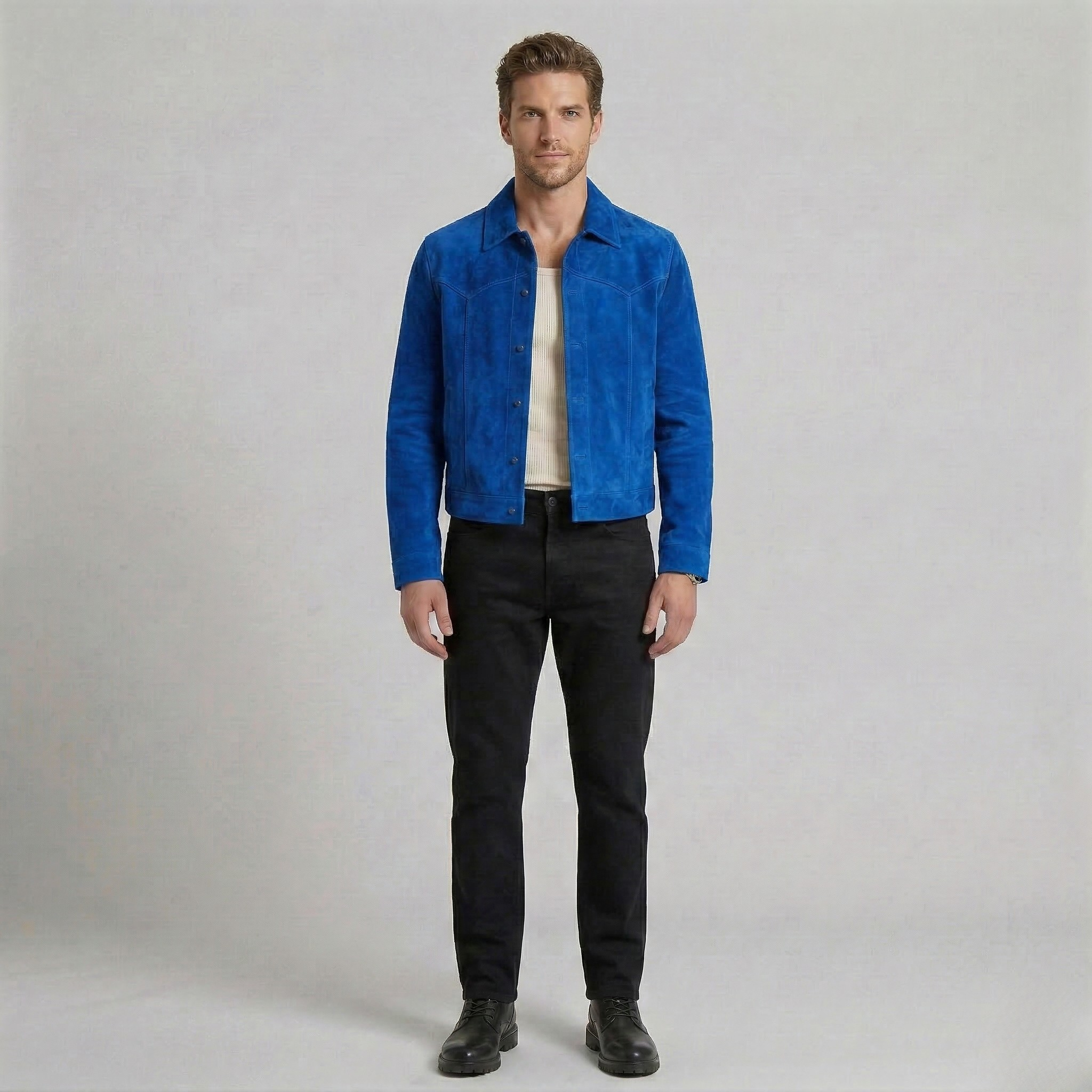 Vintage ruskindsjakke med knapper