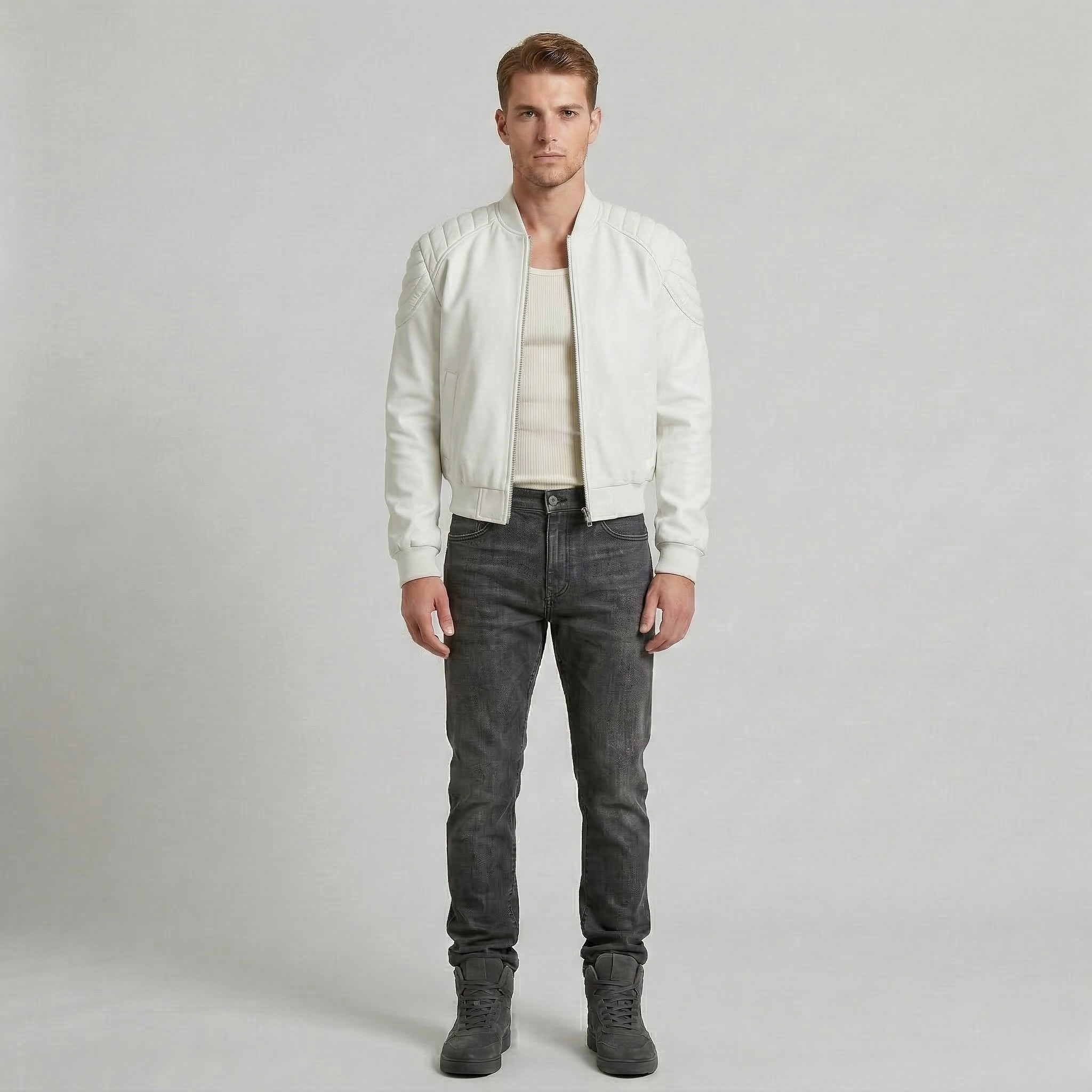 Metallisk quiltet bomberjakke