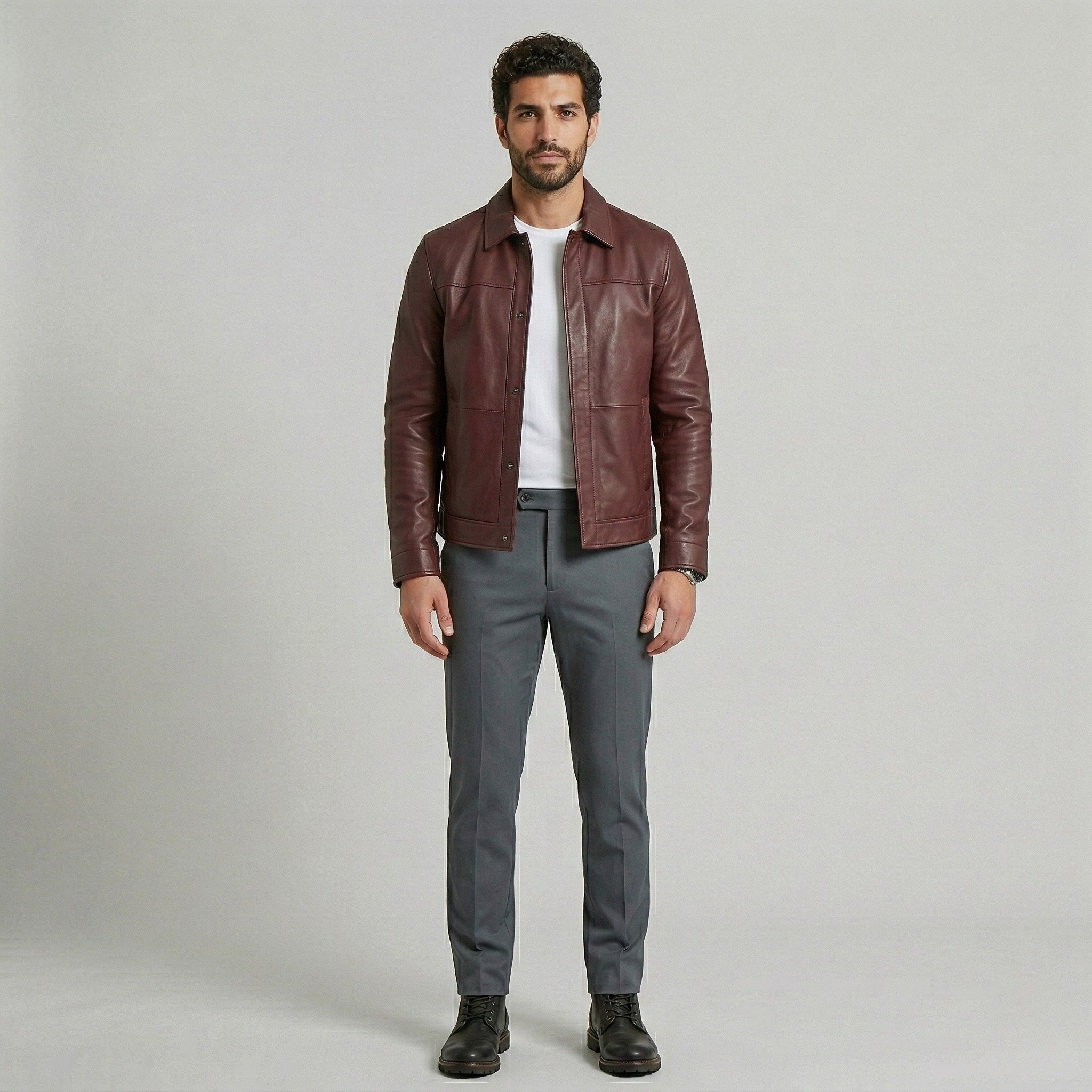 Læderjakke med knapper