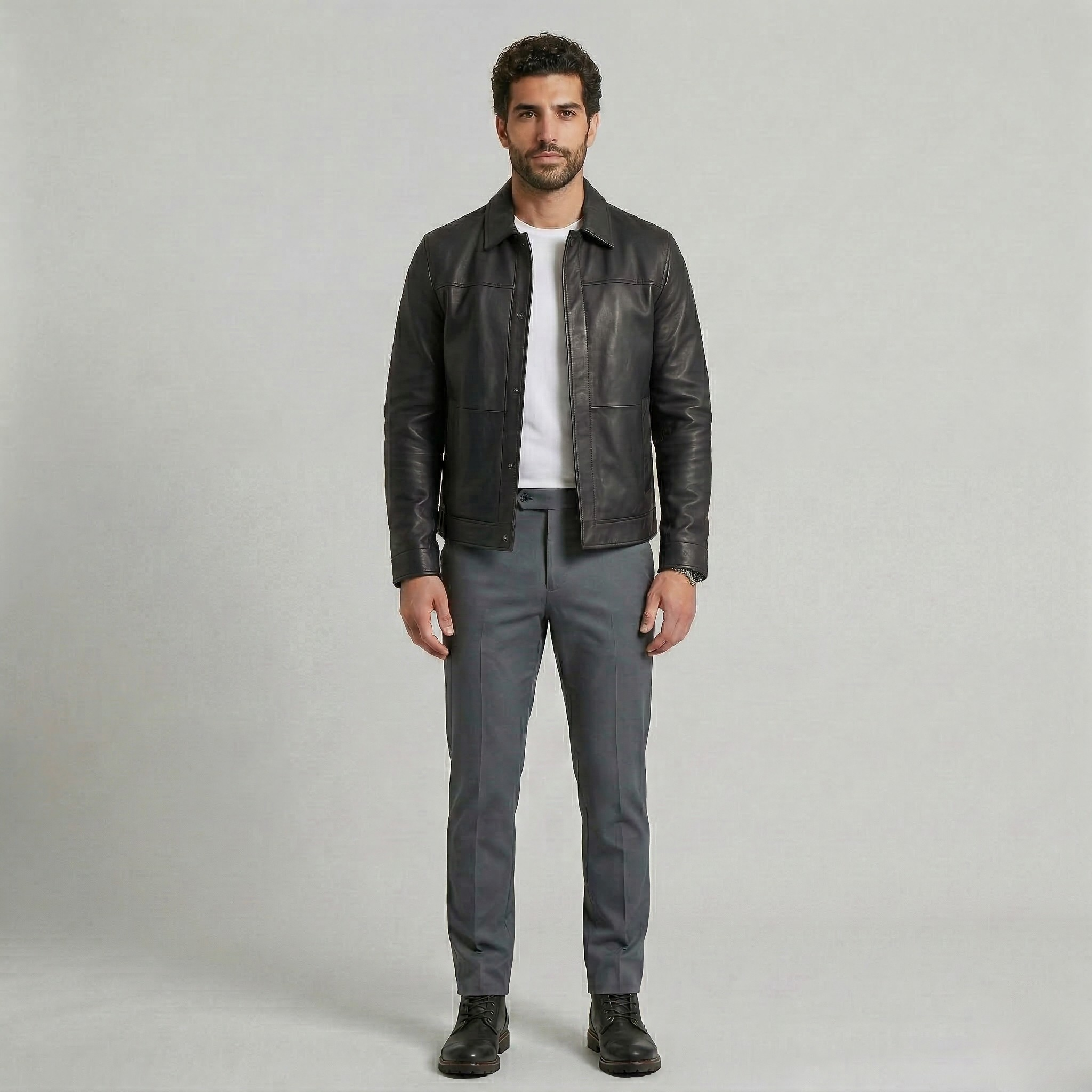 Læderjakke med knapper