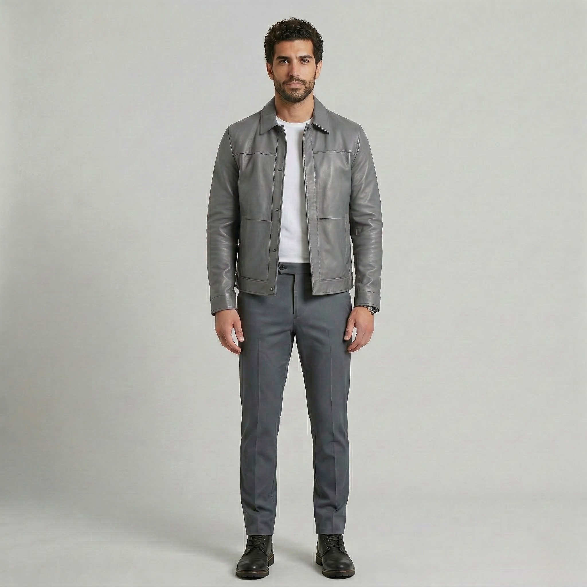 Læderjakke med knapper