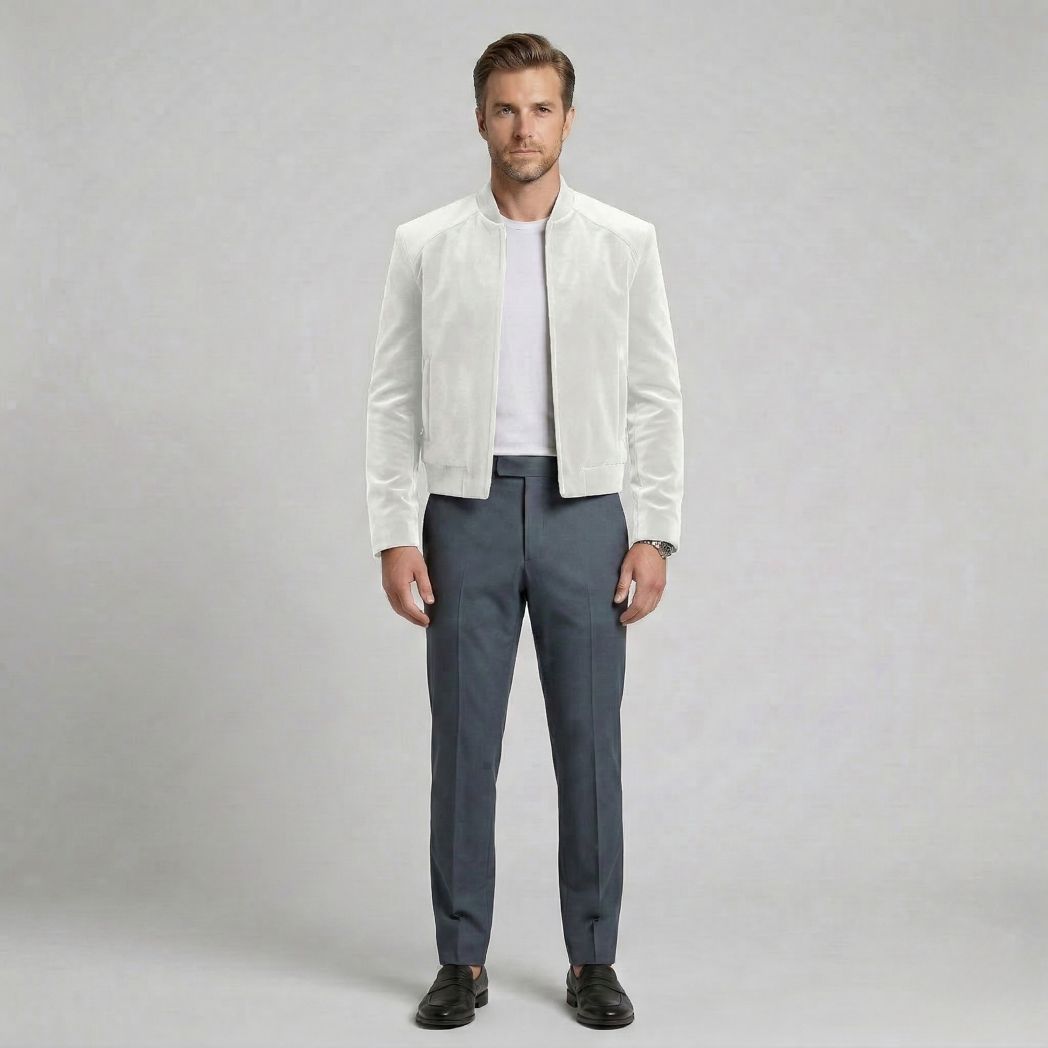 Moderne bomberjakke med fløjlsfinish