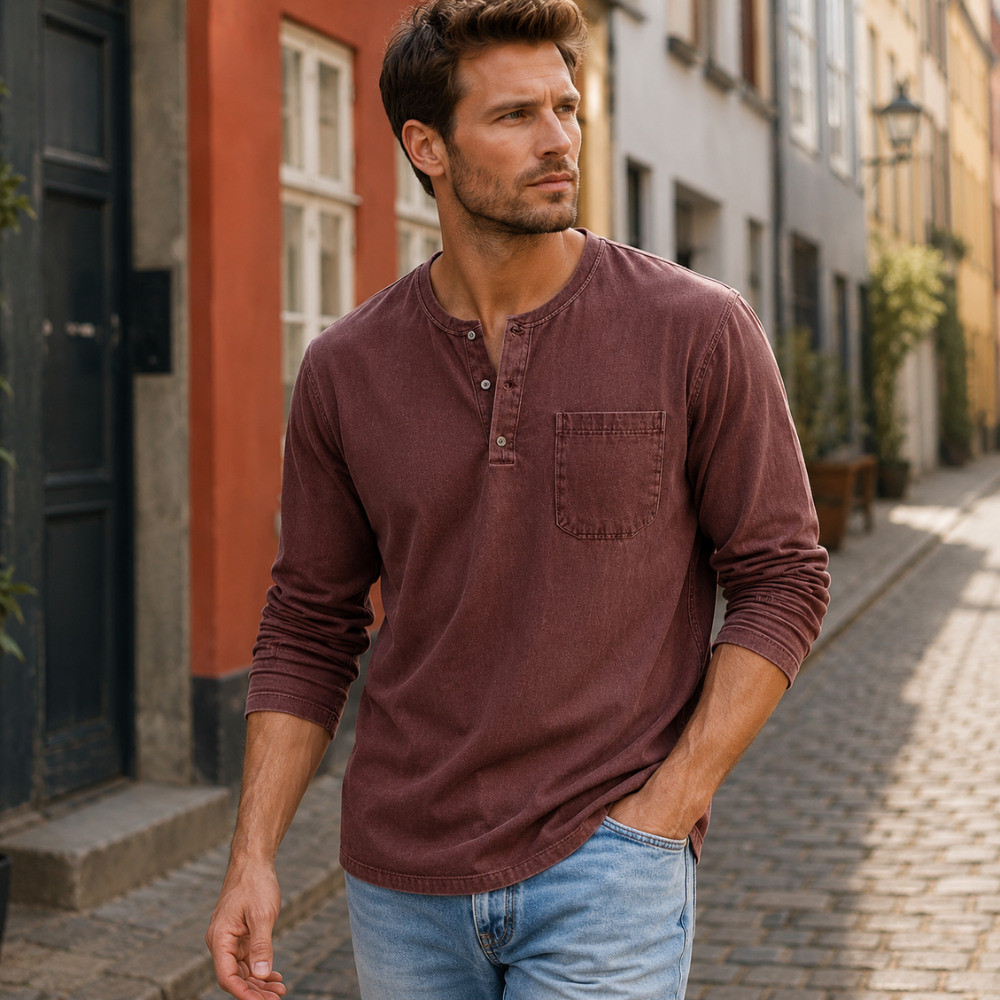 Herre-skjorte med lange ærmer | Afslappet pasform & moderne detaljer | Stilren & Casual Hverdagsstil