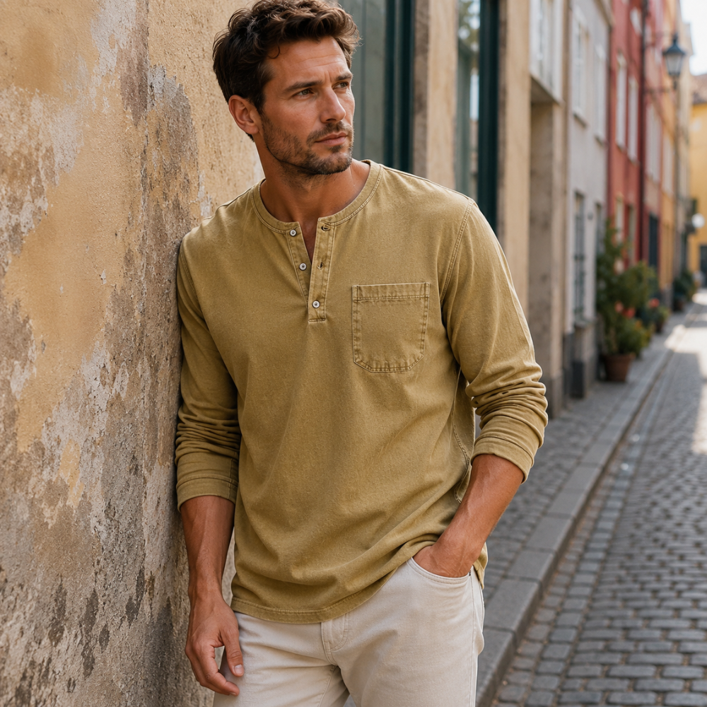 Herre-skjorte med lange ærmer | Afslappet pasform & moderne detaljer | Stilren & Casual Hverdagsstil