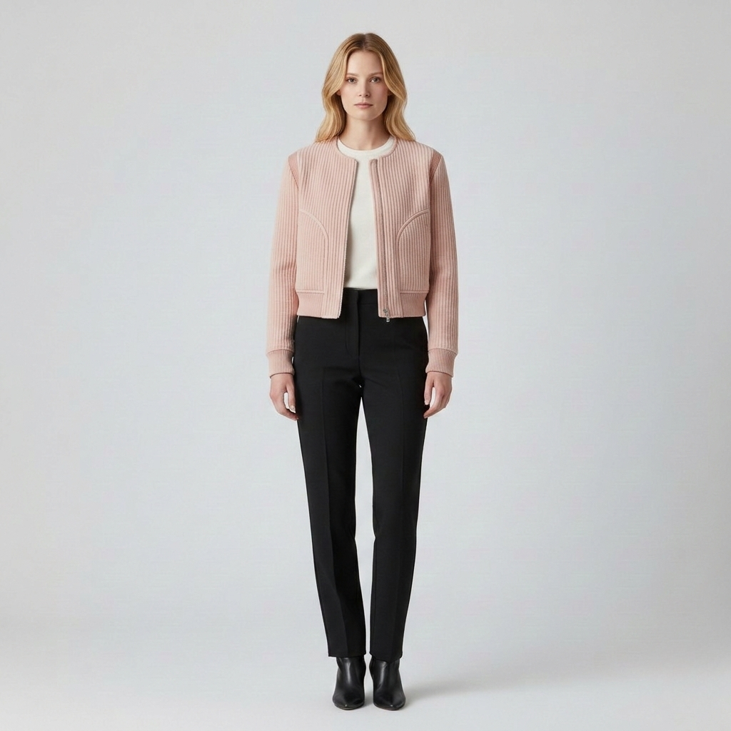 Ribbet tekstureret kort jakke