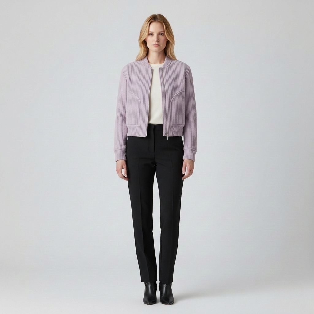 Ribbet tekstureret kort jakke