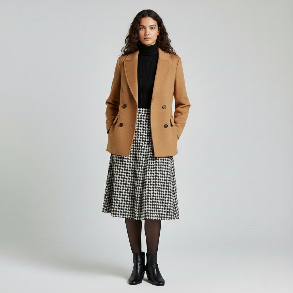 Dobbeltradet skræddersyet frakke