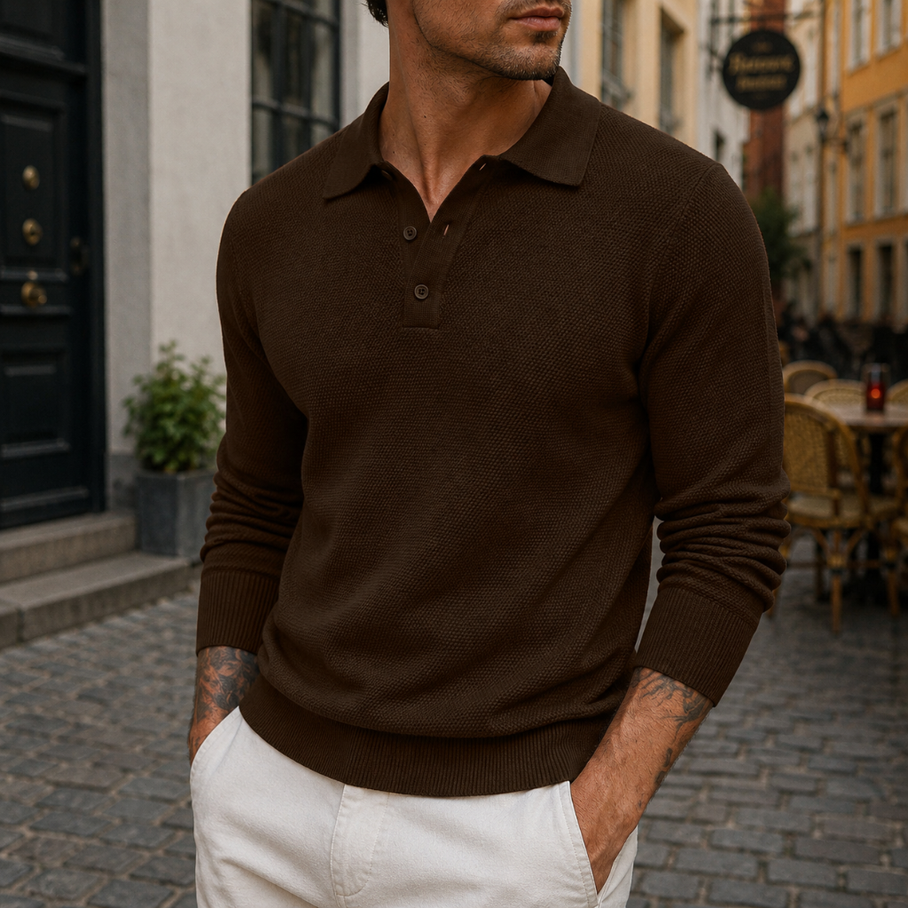 Polo til mænd med Strikket Struktur | Klassisk Krave Design | Elegant & Komfortabel Pasform