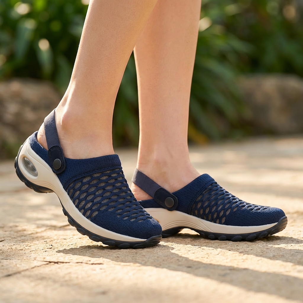 Træsko til Dame med Ventileret Design | Justerbar Hælrem & Stødabsorbering | Komfortabel & Praktisk Stil