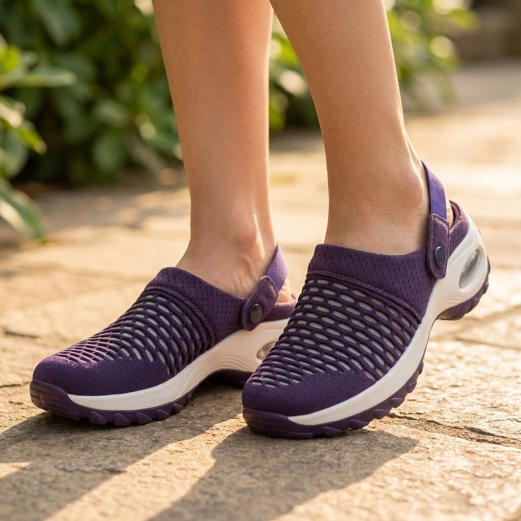 Træsko til Dame med Ventileret Design | Justerbar Hælrem & Stødabsorbering | Komfortabel & Praktisk Stil