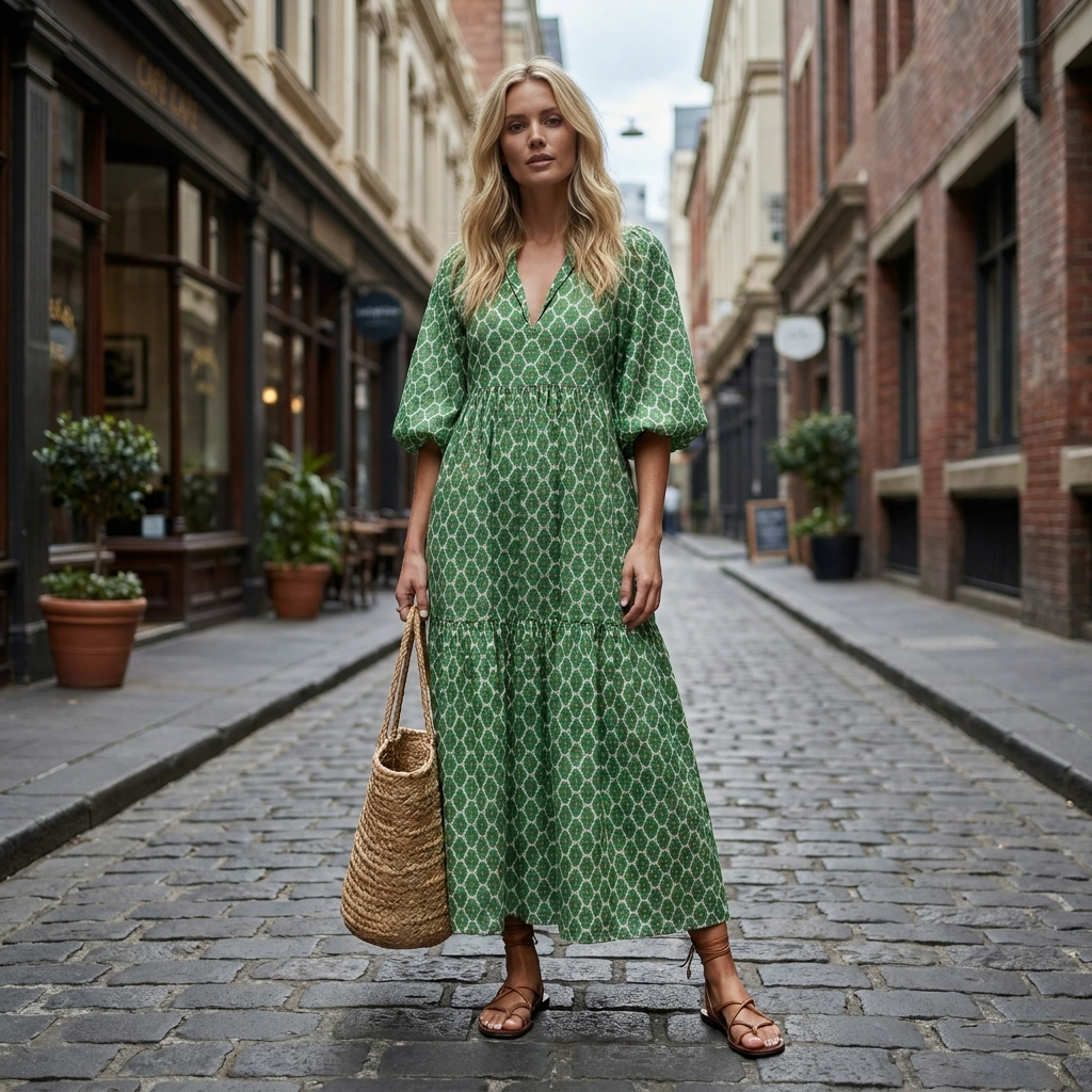 Kjole afslappet pasform | Mønstret Design | Let & Boheme Stil