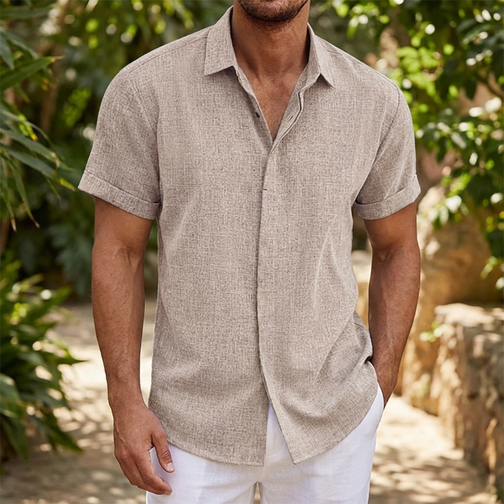 Kortærmet Skjorte med Klassisk Krave | Let Struktur | Afslappet & Stilren Sommerstil