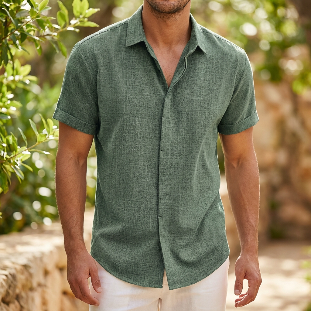 Kortærmet Skjorte med Klassisk Krave | Let Struktur | Afslappet & Stilren Sommerstil