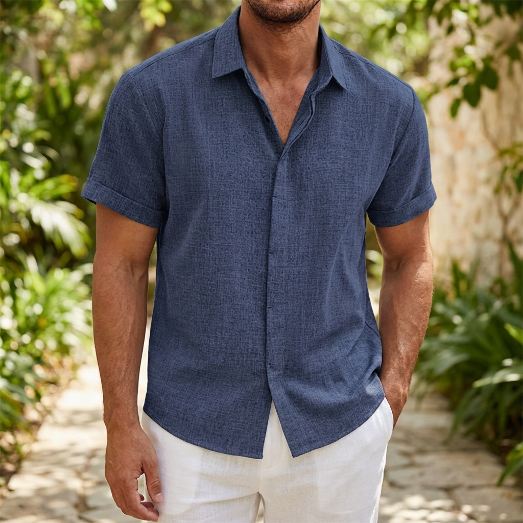 Kortærmet Skjorte med Klassisk Krave | Let Struktur | Afslappet & Stilren Sommerstil