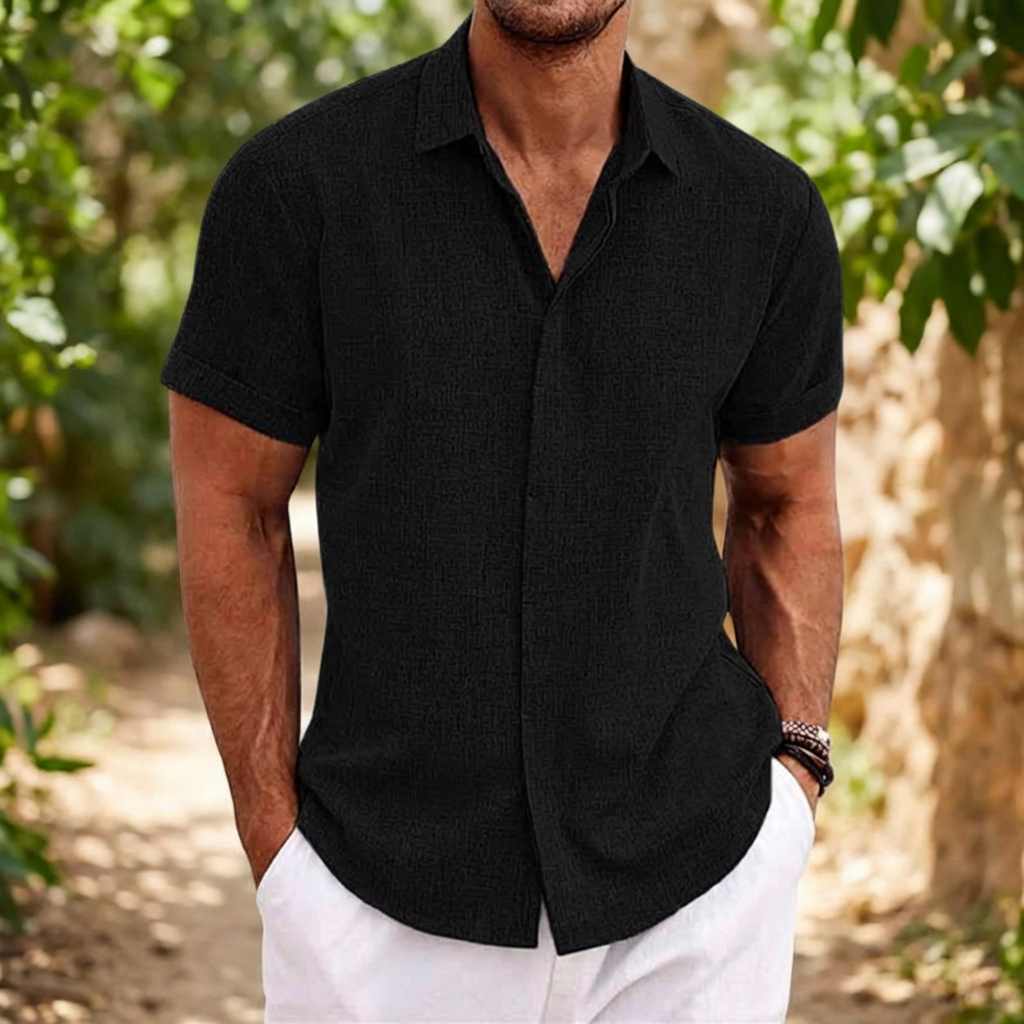 Kortærmet Skjorte med Klassisk Krave | Let Struktur | Afslappet & Stilren Sommerstil