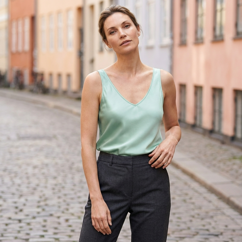 Tanktop til kvinder med V-hals | Ærmeløst design & let pasform | Elegant & Komfortabel Hverdagsstil