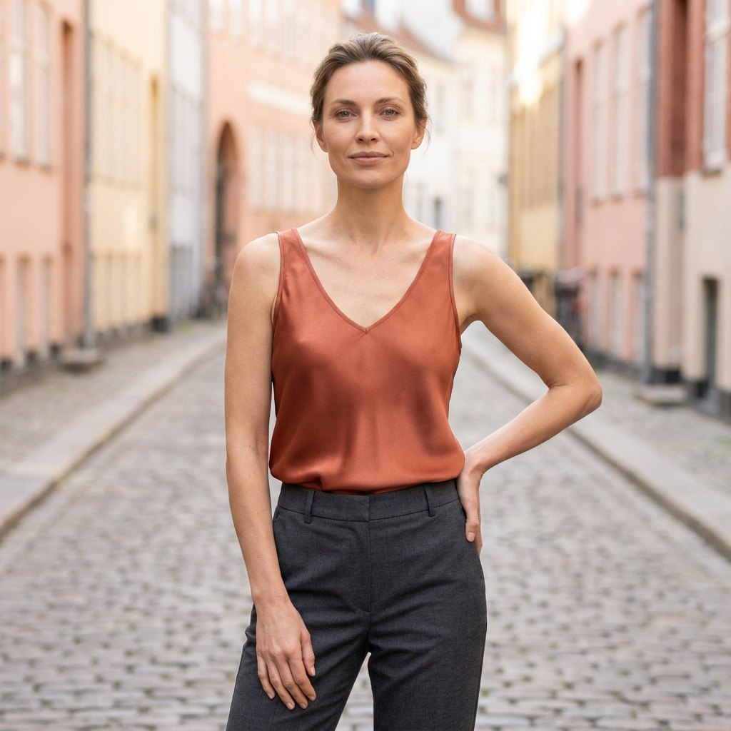 Tanktop til kvinder med V-hals | Ærmeløst design & let pasform | Elegant & Komfortabel Hverdagsstil