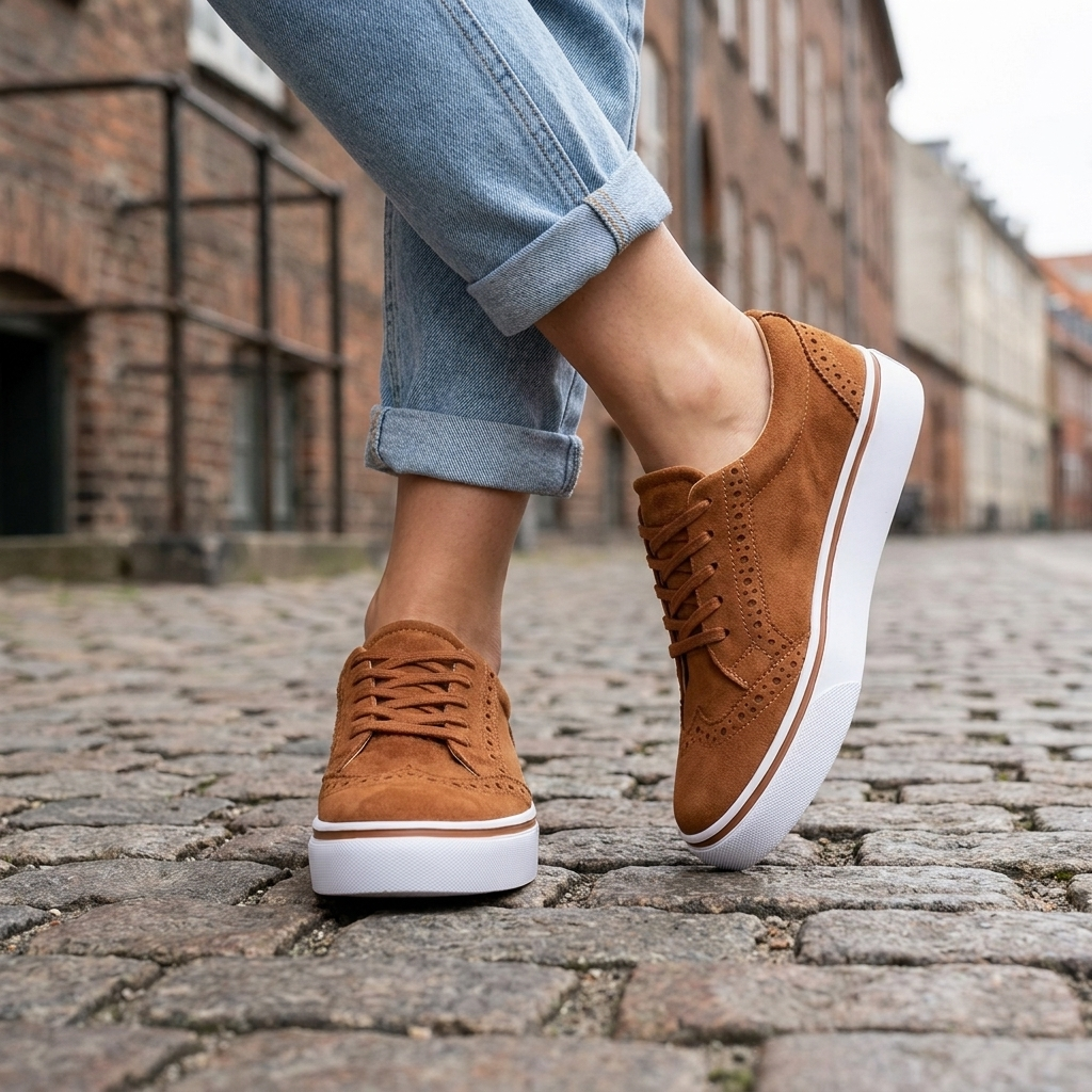 Casual Sneakers til Kvinder med Plateausål | Snørelukning & Brogue-detaljer | Komfortabel & Moderne Hverdagsstil