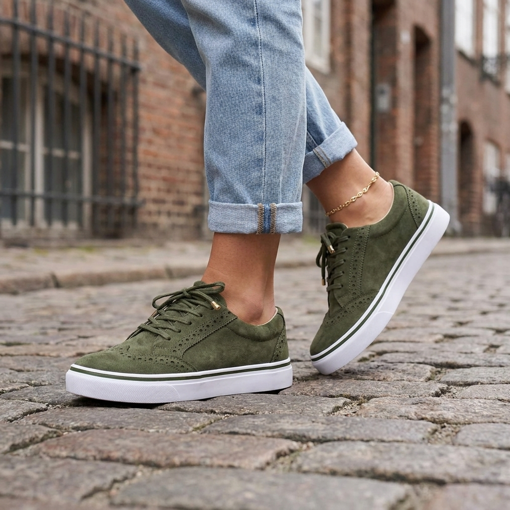 Casual Sneakers til Kvinder med Plateausål | Snørelukning & Brogue-detaljer | Komfortabel & Moderne Hverdagsstil