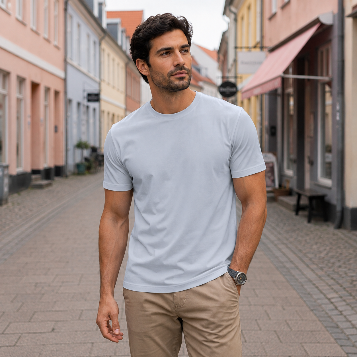 Ice Silk T-shirt med Rund Hals | Åndbart & Silkeblødt Materiale | Let Komfort til Hverdagen