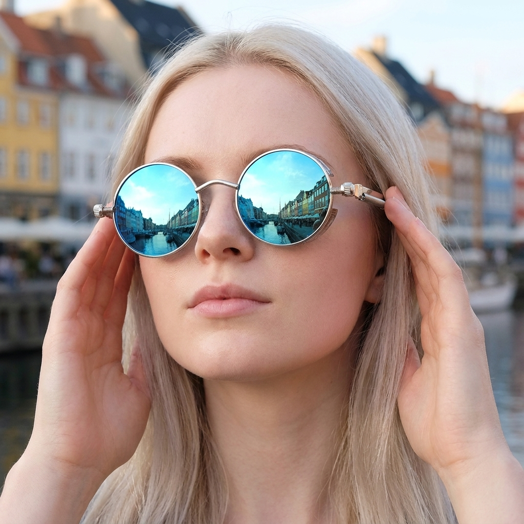 Moderne Vintage Solbriller | Runde Linser & Let Metalstel | Tidløs Stil med UV400-beskyttelse