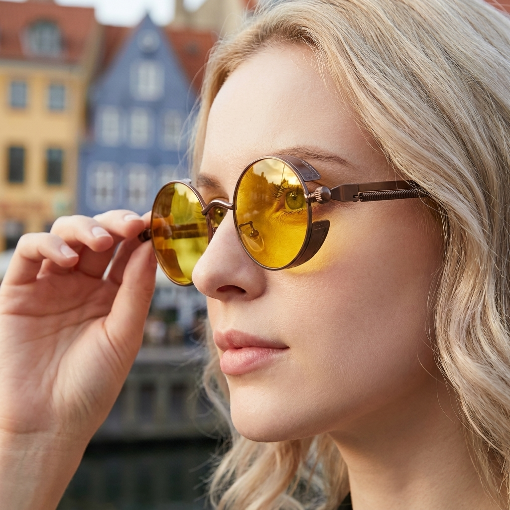 Moderne Vintage Solbriller | Runde Linser & Let Metalstel | Tidløs Stil med UV400-beskyttelse