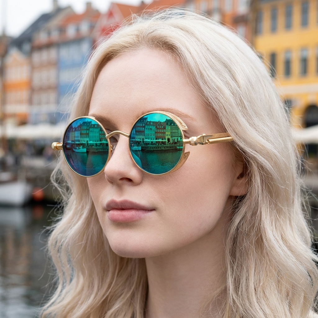 Moderne Vintage Solbriller | Runde Linser & Let Metalstel | Tidløs Stil med UV400-beskyttelse