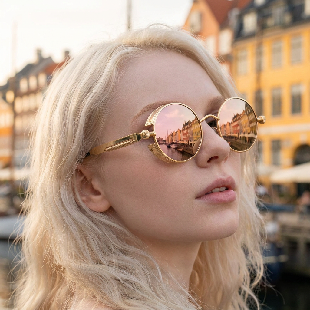 Moderne Vintage Solbriller | Runde Linser & Let Metalstel | Tidløs Stil med UV400-beskyttelse