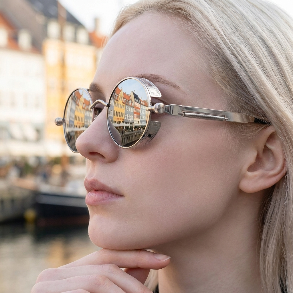 Moderne Vintage Solbriller | Runde Linser & Let Metalstel | Tidløs Stil med UV400-beskyttelse