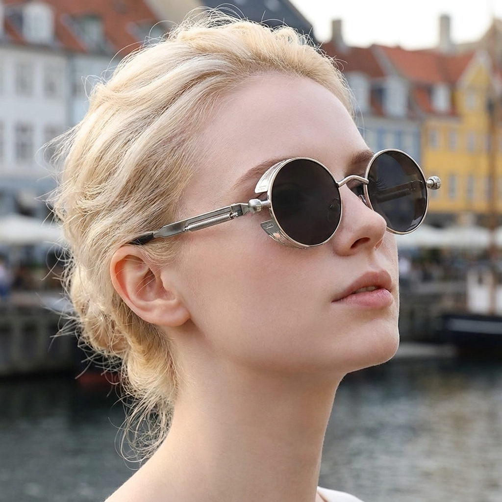 Moderne Vintage Solbriller | Runde Linser & Let Metalstel | Tidløs Stil med UV400-beskyttelse