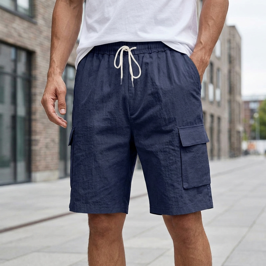 Cargo-Bermudashorts til Mænd med Elastisk Talje | Praktiske Cargo-Lommer & Justerbar Snøre | Komfortabel & Funktionel Hverdagsstil