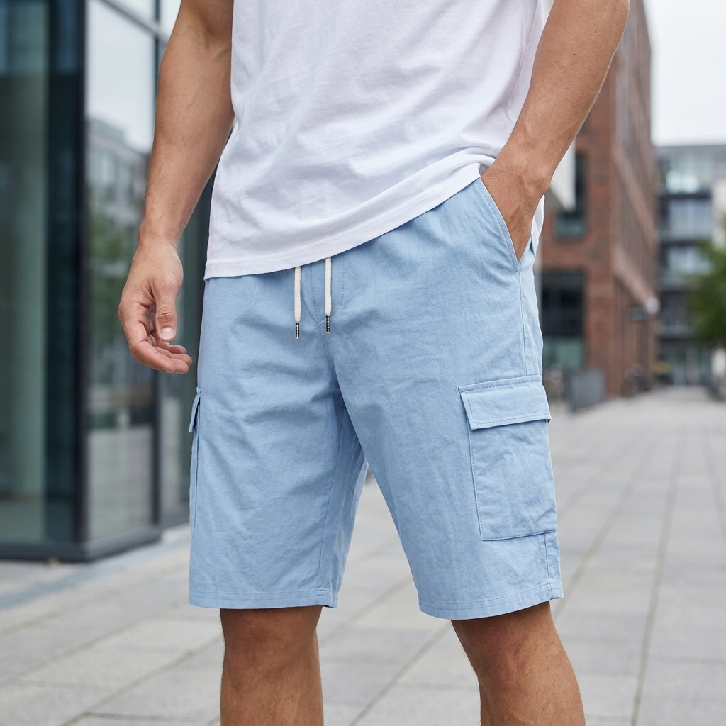 Cargo-Bermudashorts til Mænd med Elastisk Talje | Praktiske Cargo-Lommer & Justerbar Snøre | Komfortabel & Funktionel Hverdagsstil