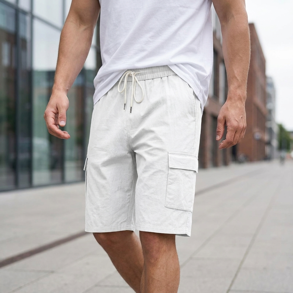 Cargo-Bermudashorts til Mænd med Elastisk Talje | Praktiske Cargo-Lommer & Justerbar Snøre | Komfortabel & Funktionel Hverdagsstil