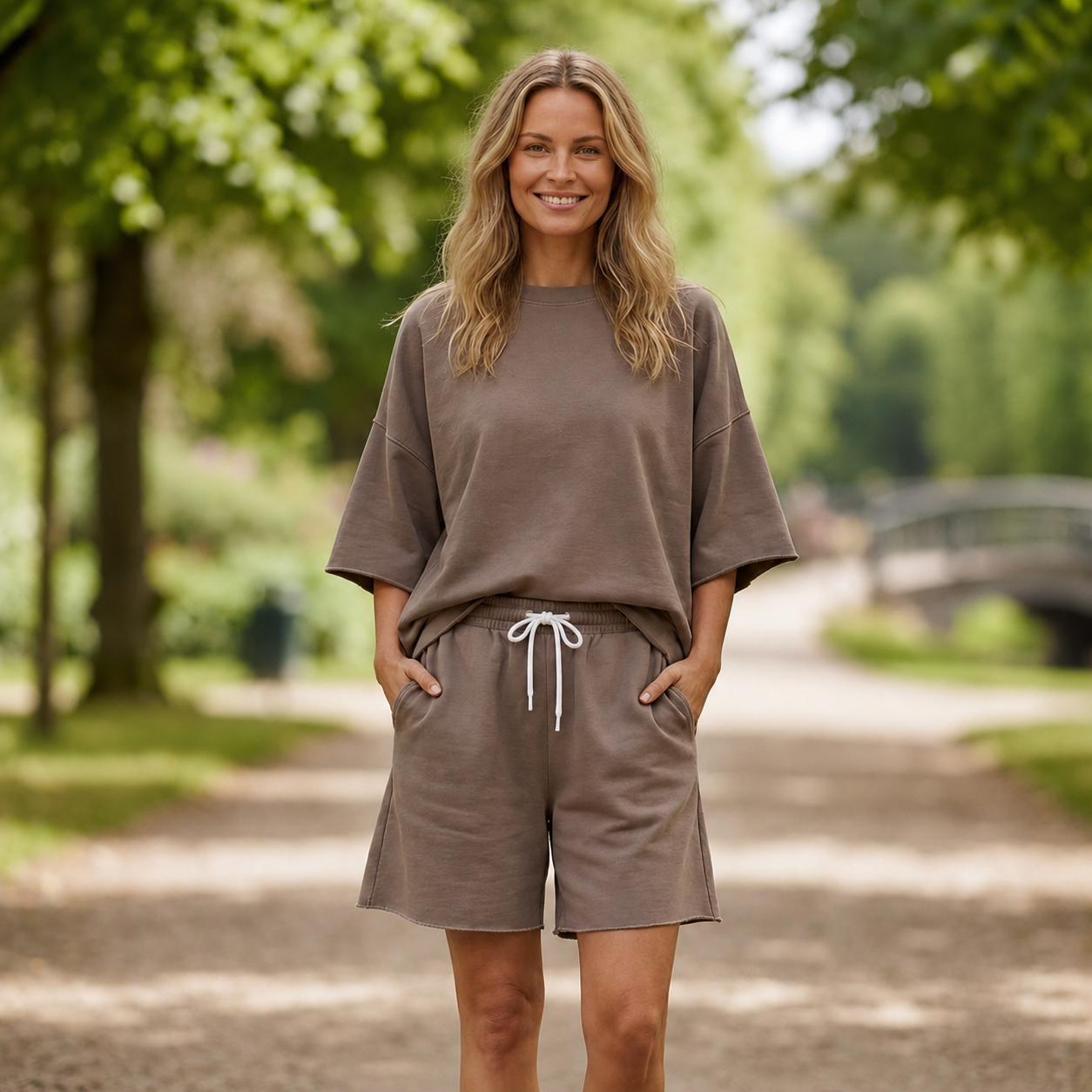 Lounge-sæt med Afslappet Pasform | Blød Komfort & Matchende Shorts | Perfekt til Hverdag og Afslapning