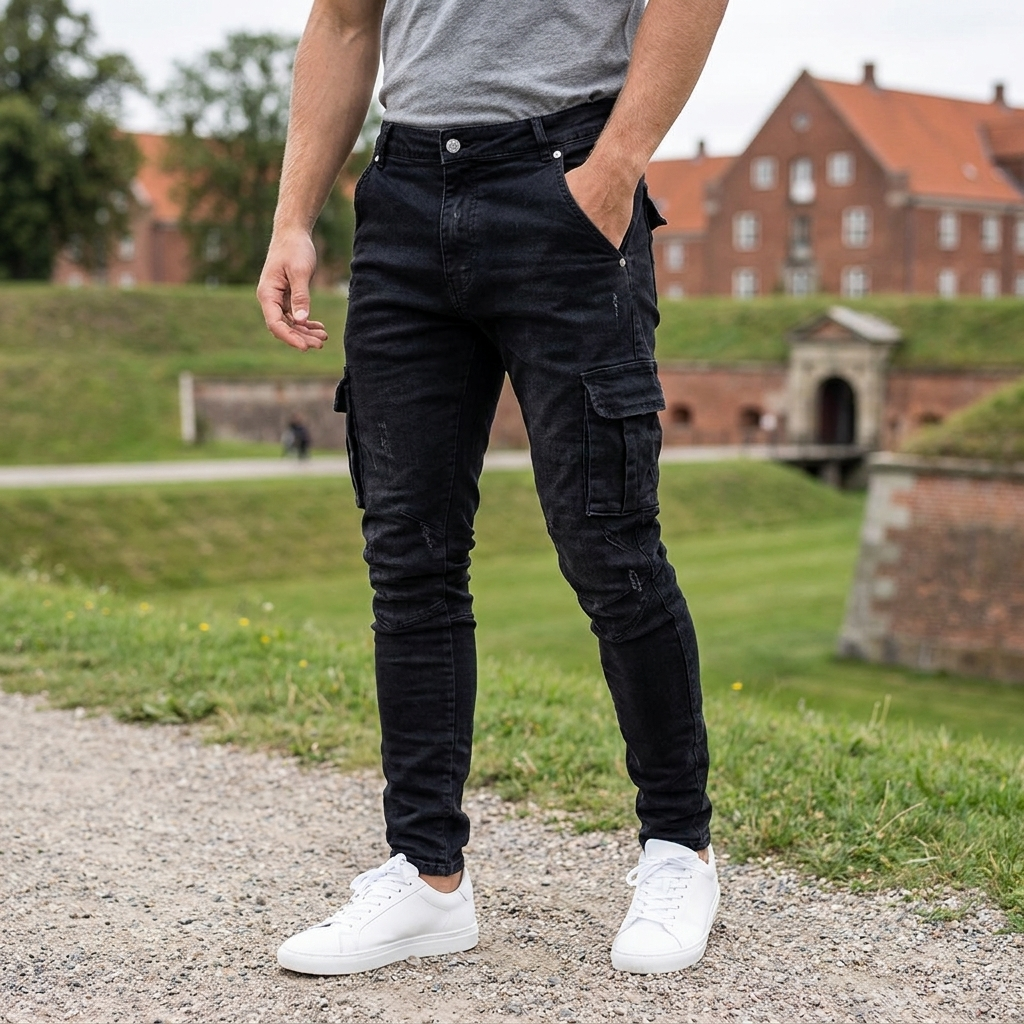 Casual Cargo-Jeans med Utility-Lommer | Slank Pasform & Fleksibel Komfort | Moderne Hverdagsstil