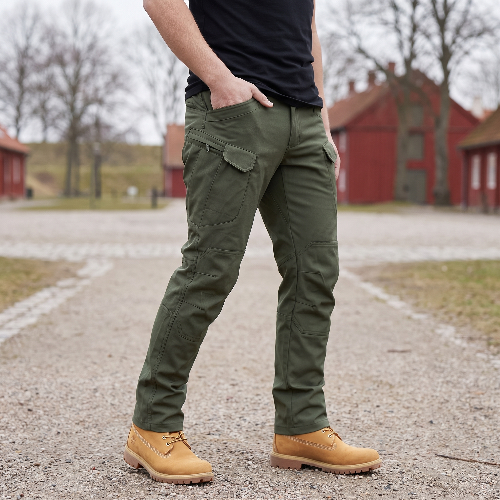Vandtætte Taktiske Bukser med Cargolommer | Slidstærkt Outdoordesign & Ergonomisk Pasform | Komfort til Arbejde og Friluftsliv