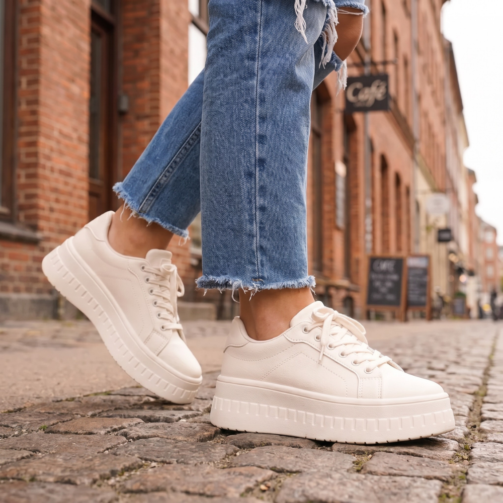 Komfort Sneakers med Plateausål | Polstret Indersål & Letvægtsdesign | Støttende Komfort til Hverdag