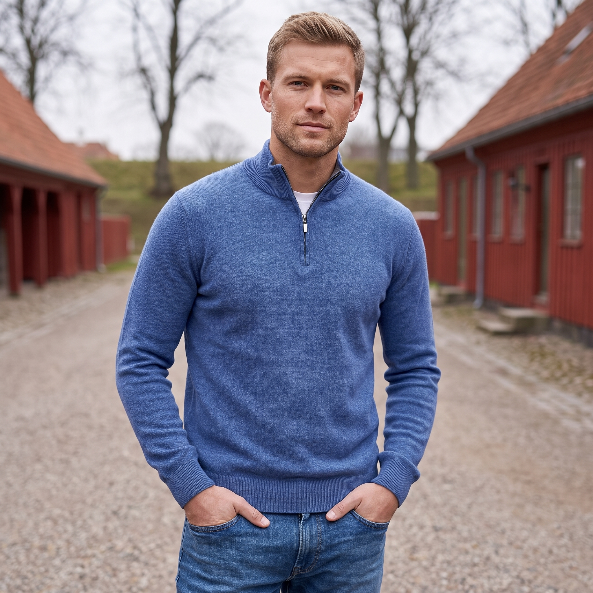 Premium Strikpullover med Lynlås | Høj Krave & Klassisk Pasform | Elegant Komfort til Hverdagen