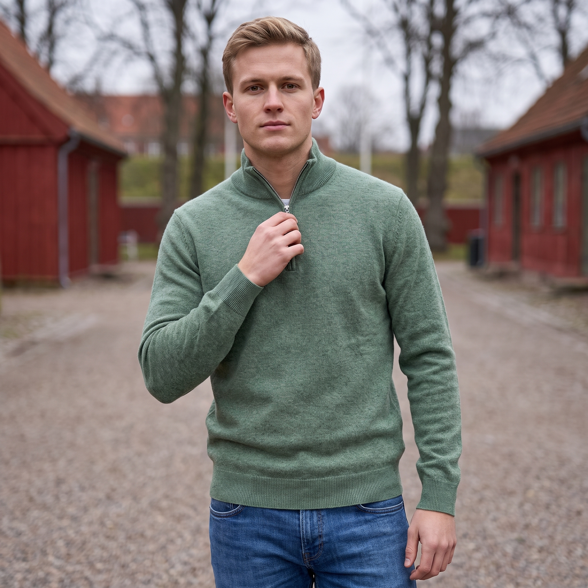 Premium Strikpullover med Lynlås | Høj Krave & Klassisk Pasform | Elegant Komfort til Hverdagen
