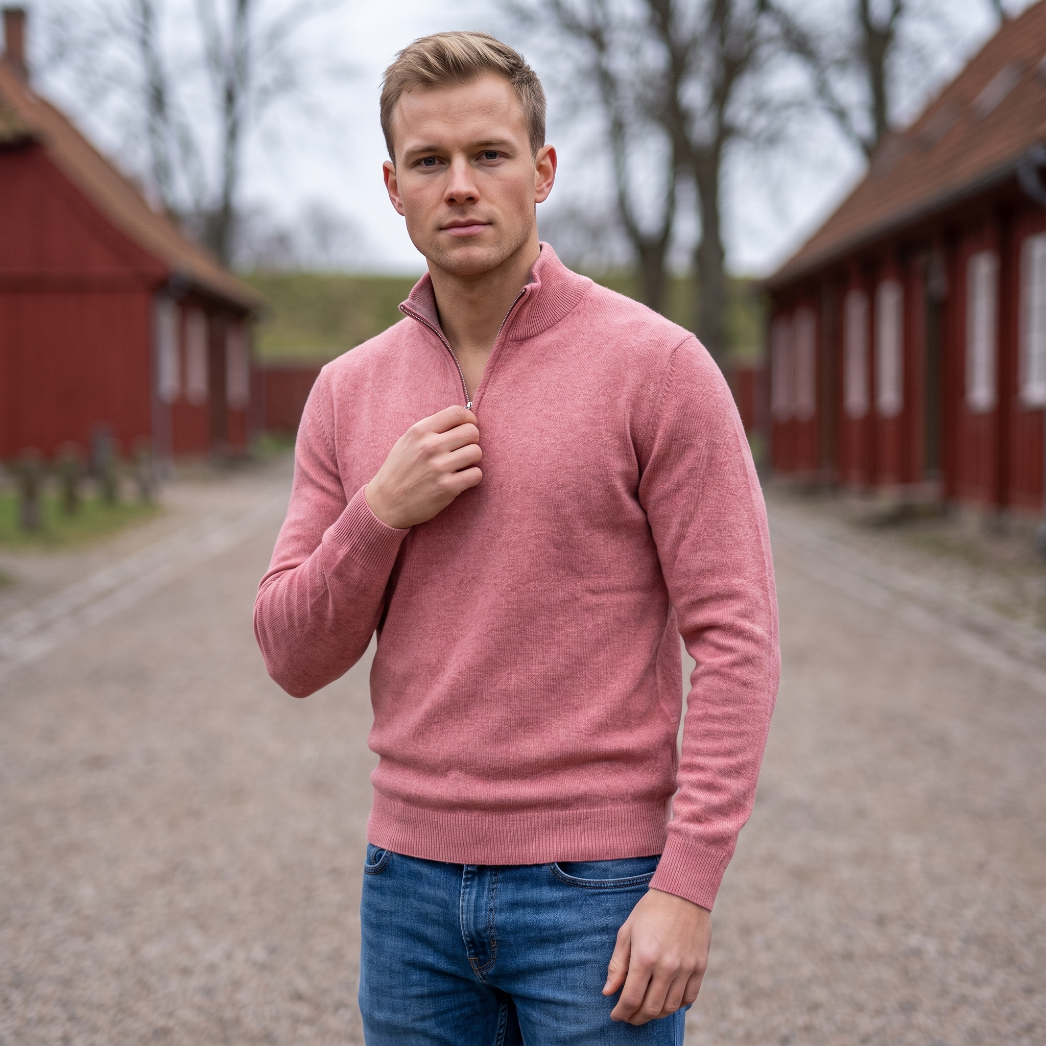 Premium Strikpullover med Lynlås | Høj Krave & Klassisk Pasform | Elegant Komfort til Hverdagen