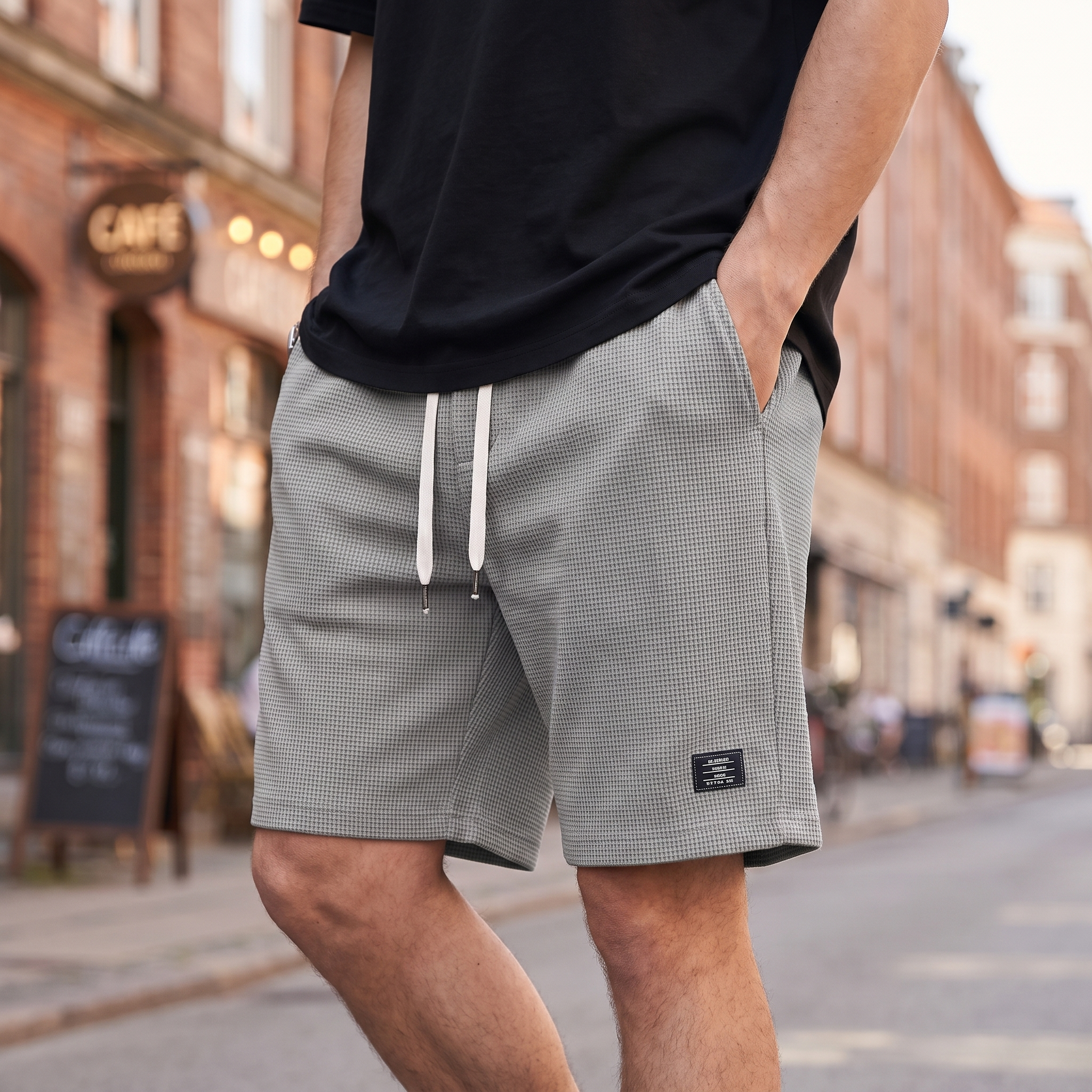 Casual Sommershorts Til Mænd Med Tekstureret Design Og Justerbar Talje