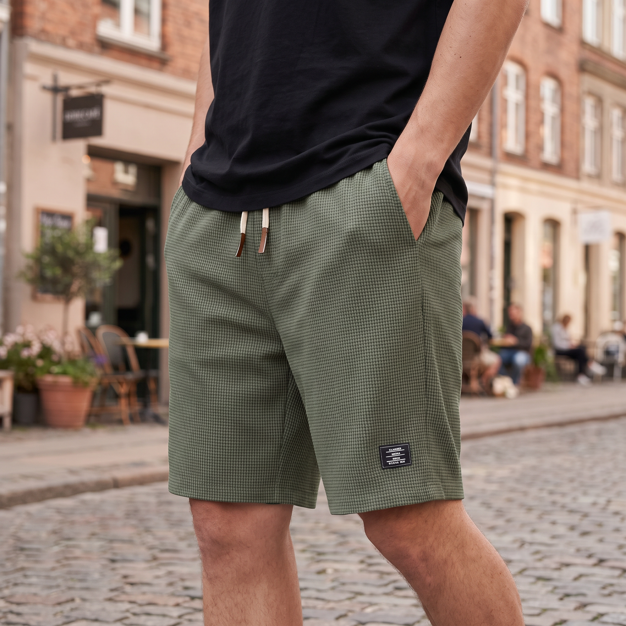 Casual Sommershorts Til Mænd Med Tekstureret Design Og Justerbar Talje
