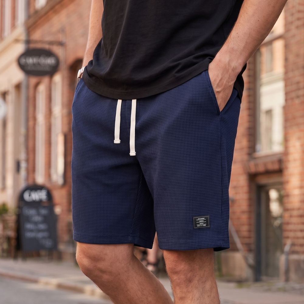 Casual Sommershorts Til Mænd Med Tekstureret Design Og Justerbar Talje