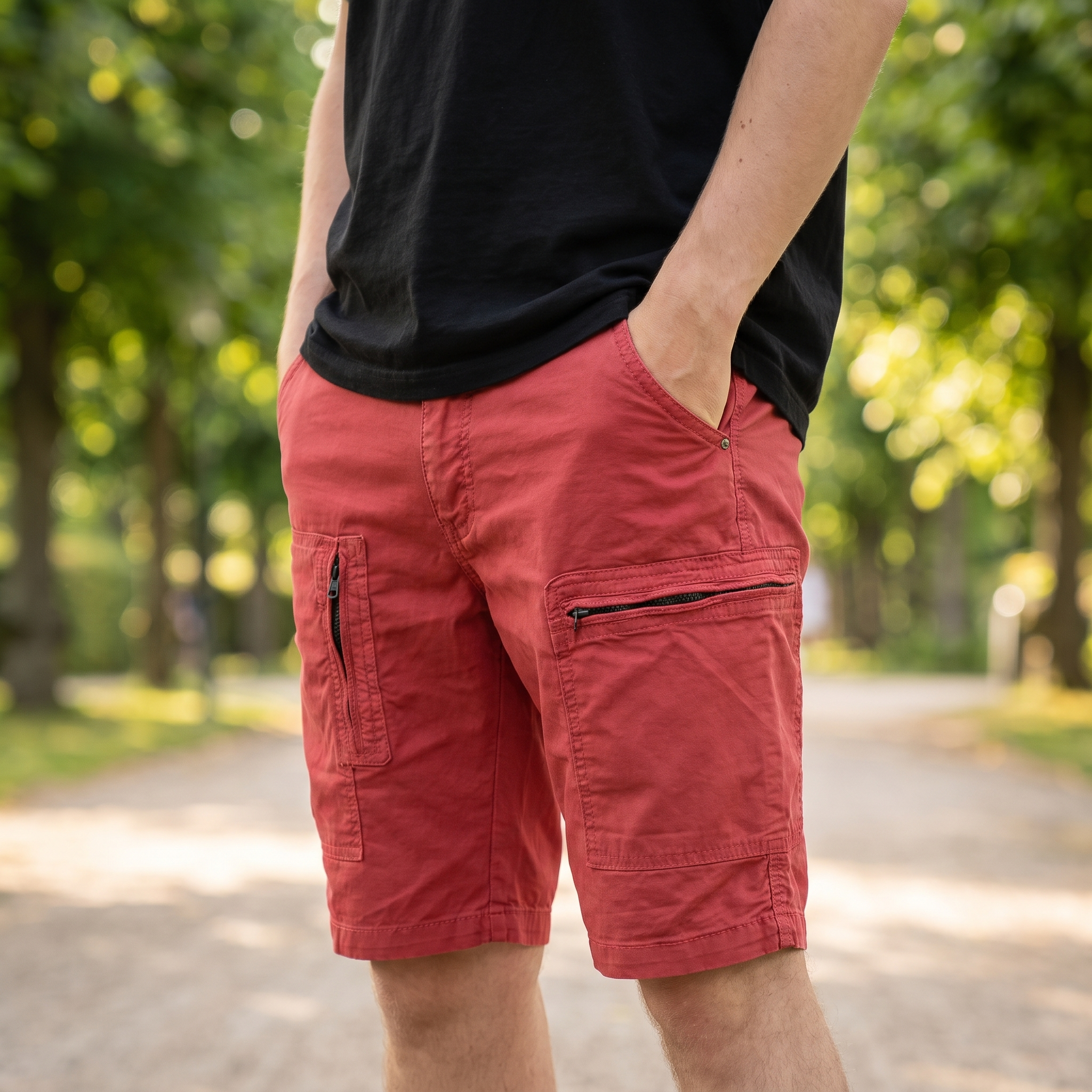 Utility Cargoshorts Til Mænd Med Lynlåslommer Og Funktionelt Design