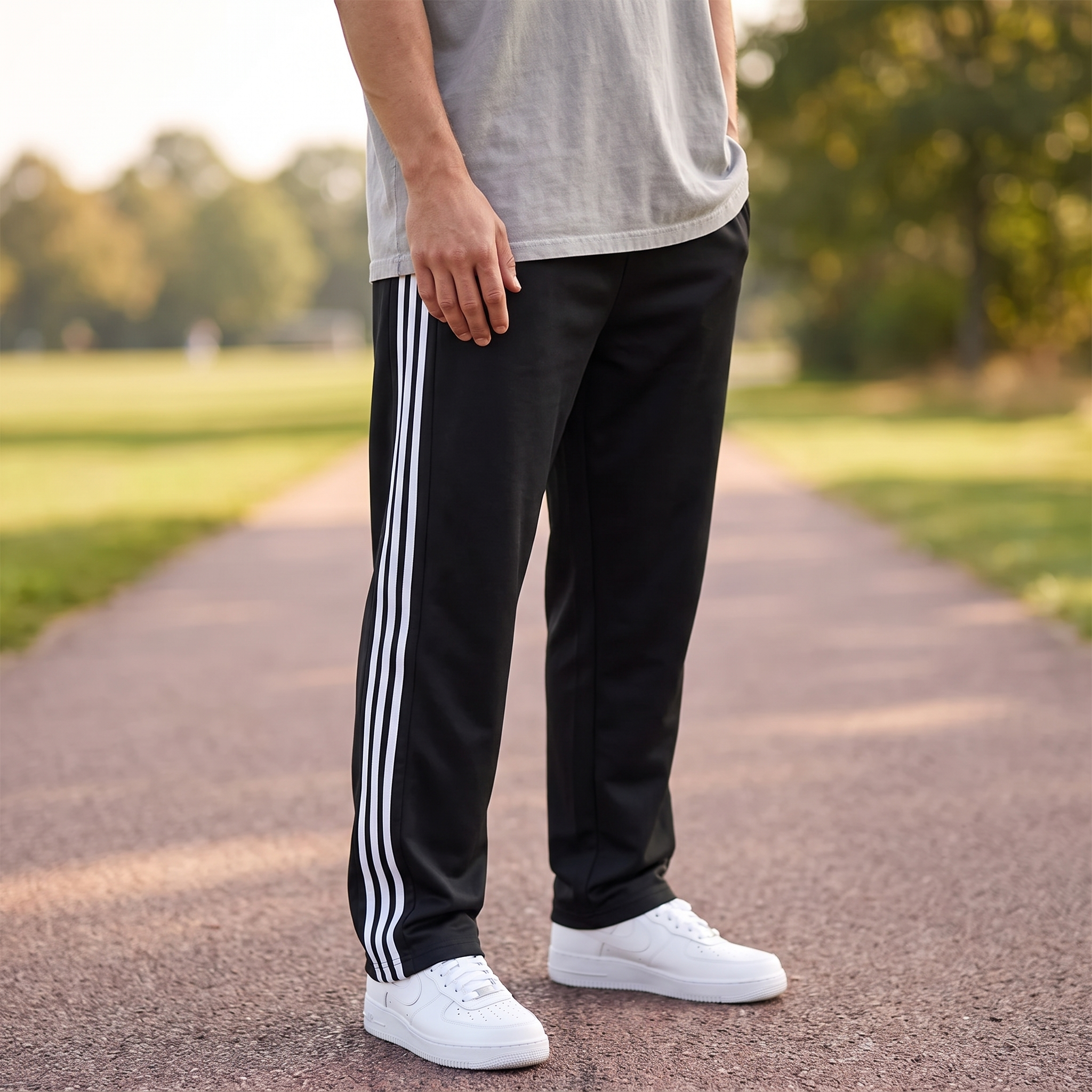Sportsbukser Til Mænd Med Stribedetaljer Og Afslappet Pasform