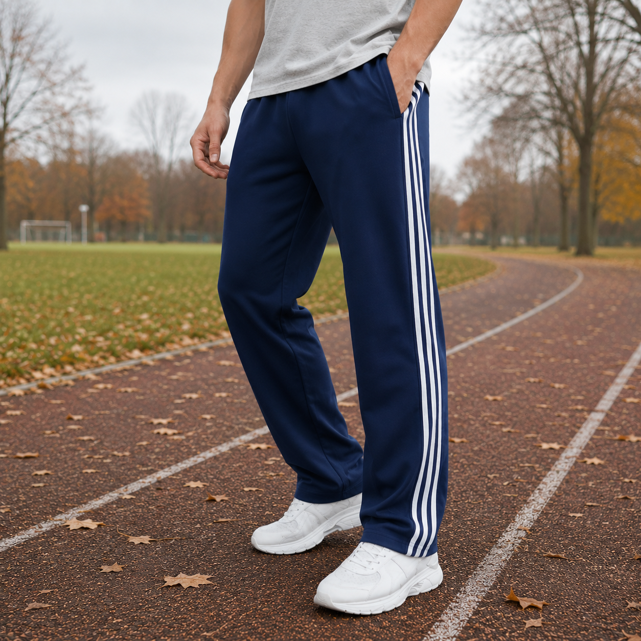 Sportsbukser Til Mænd Med Stribedetaljer Og Afslappet Pasform