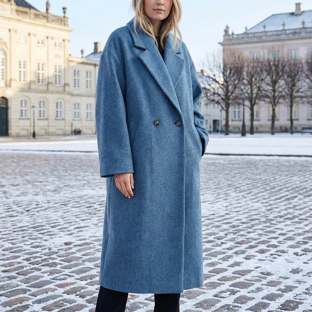 Klassisk Vinterfrakke Til Kvinder Med Oversized Pasform Og Reverskrave