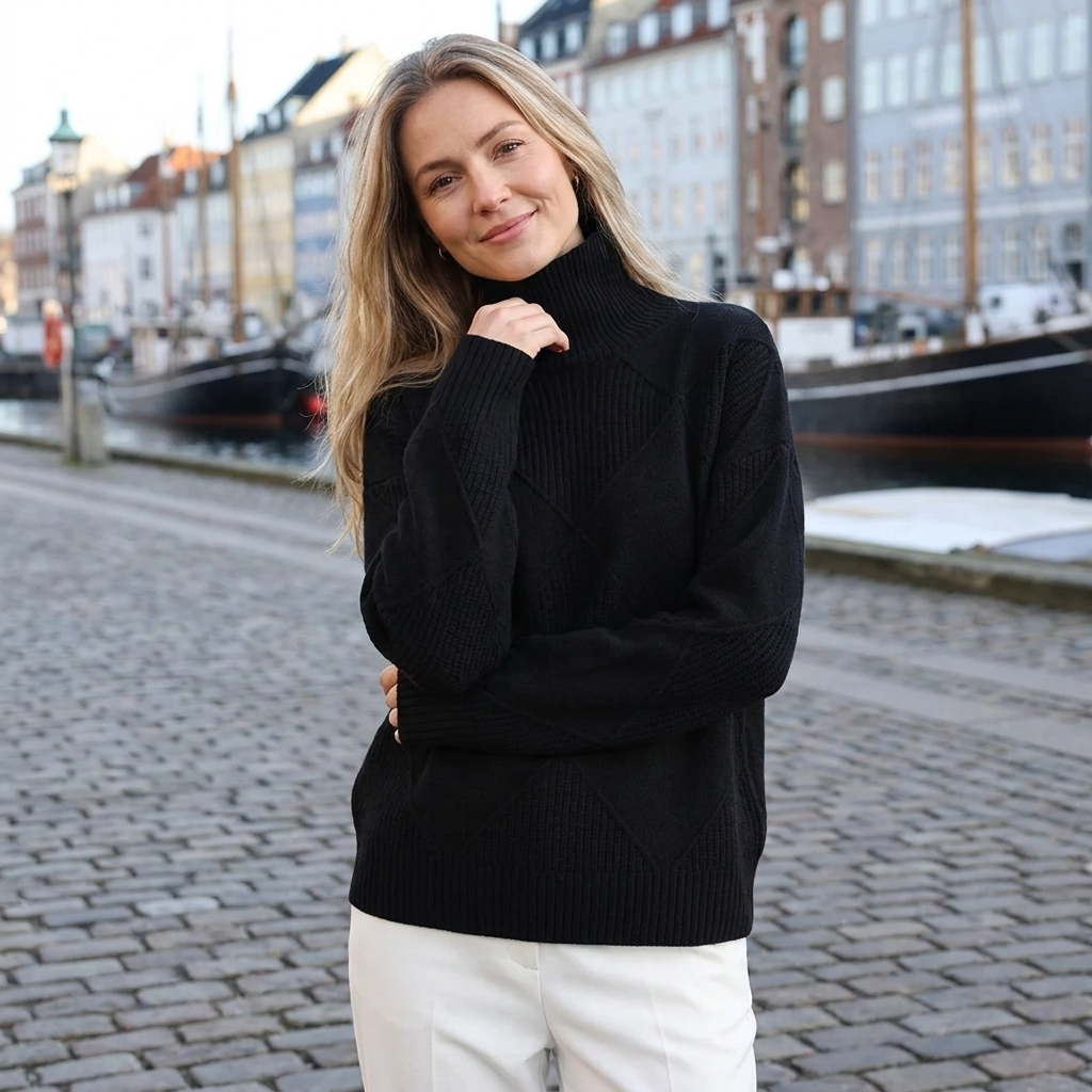 Rullekrave Relaxed Fit Sweater Med Blød Strik Og Afslappet Pasform