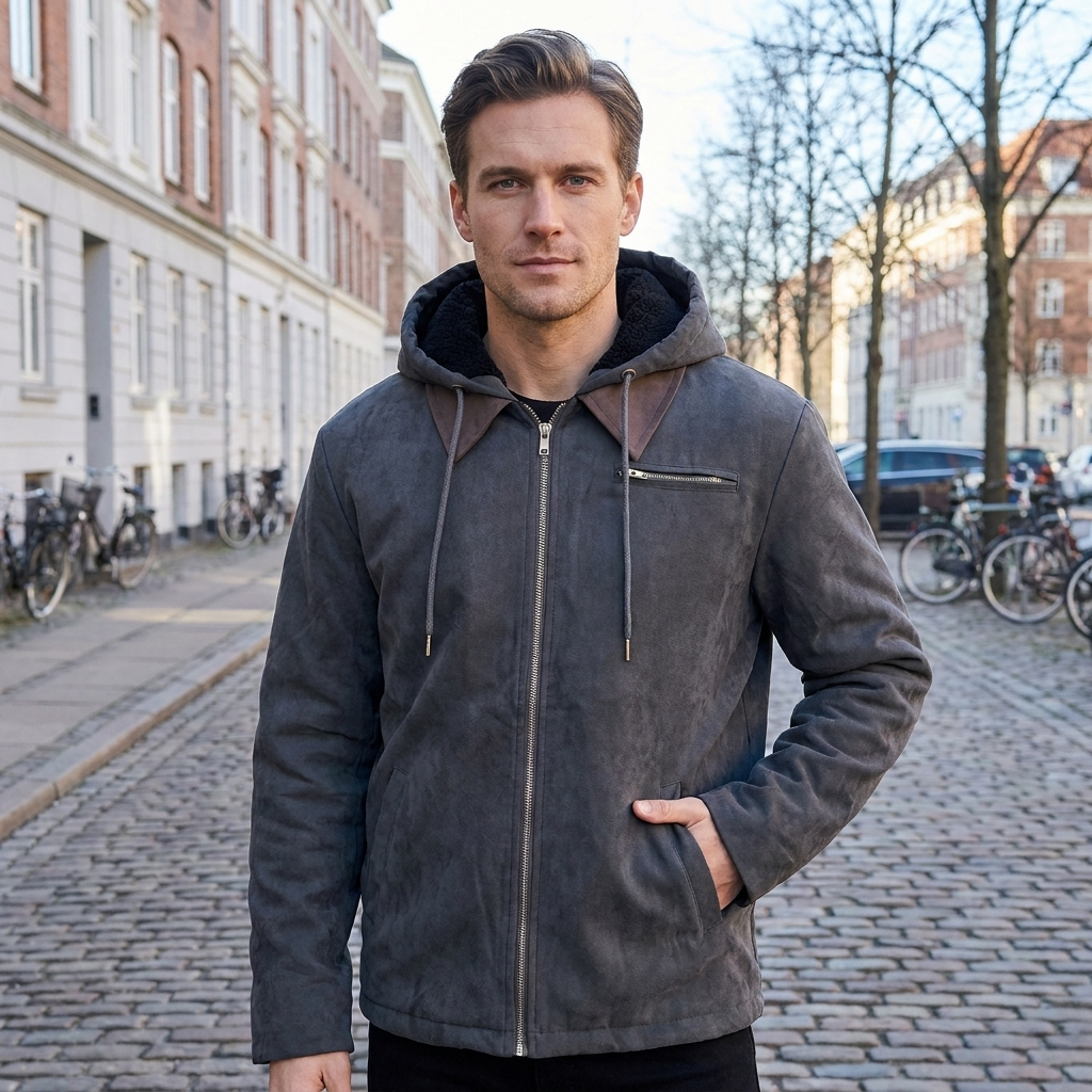 Hættejakke Med Lynlås Og Afslappet Pasform