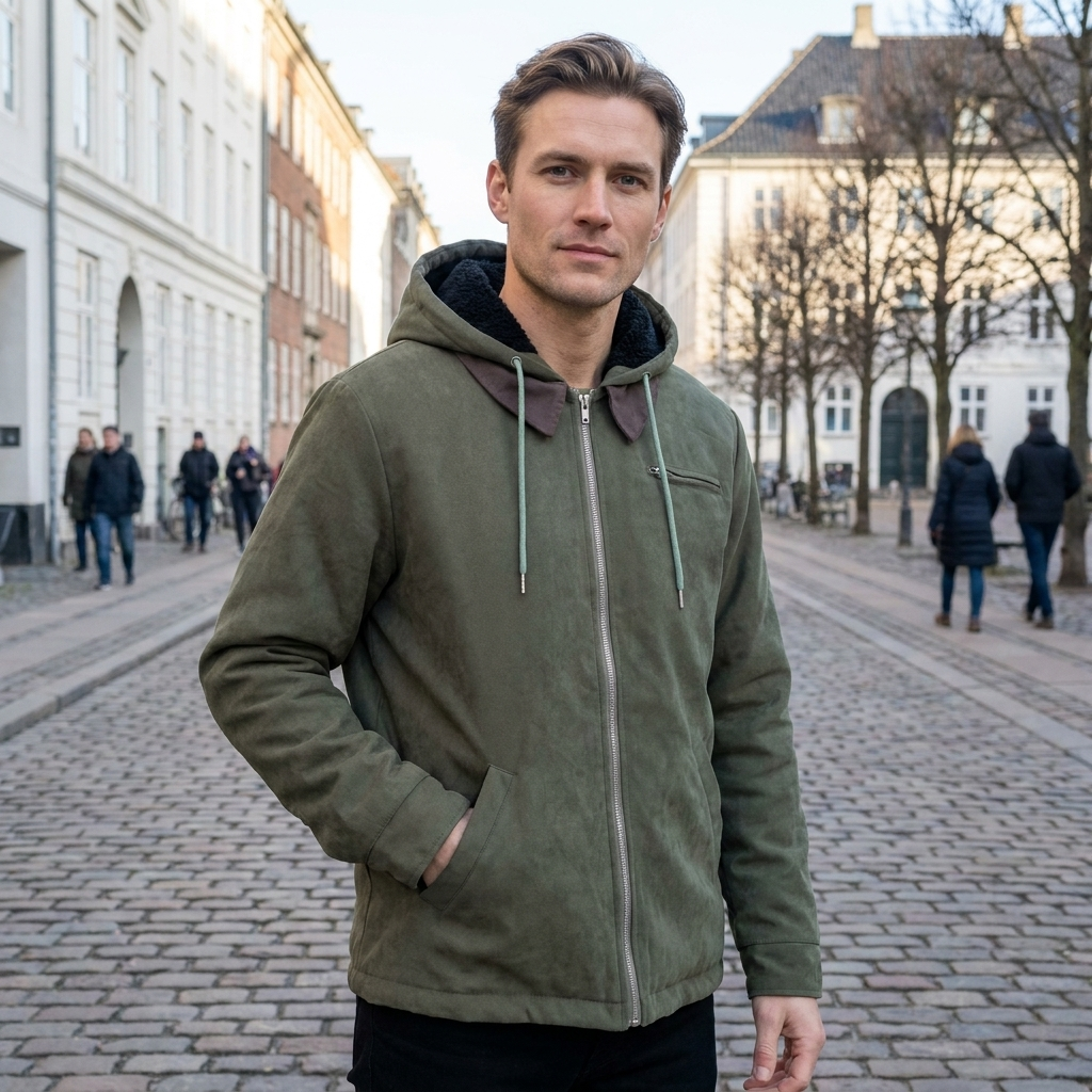 Hættejakke Med Lynlås Og Afslappet Pasform